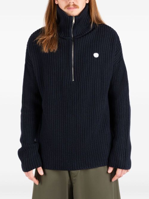 Half-zip ribbed sweater - Blue