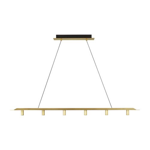 Natural Brass LED Linear Suspension from the Ponte Collection