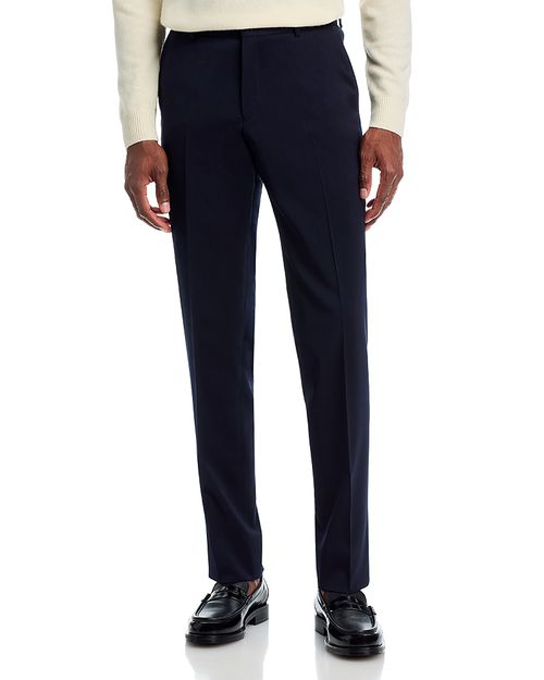 Basic Regular Fit Stretch Wool Suit Pants