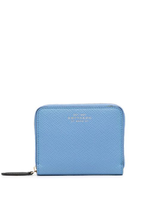 Smythson leather zip-up wallet - Blue