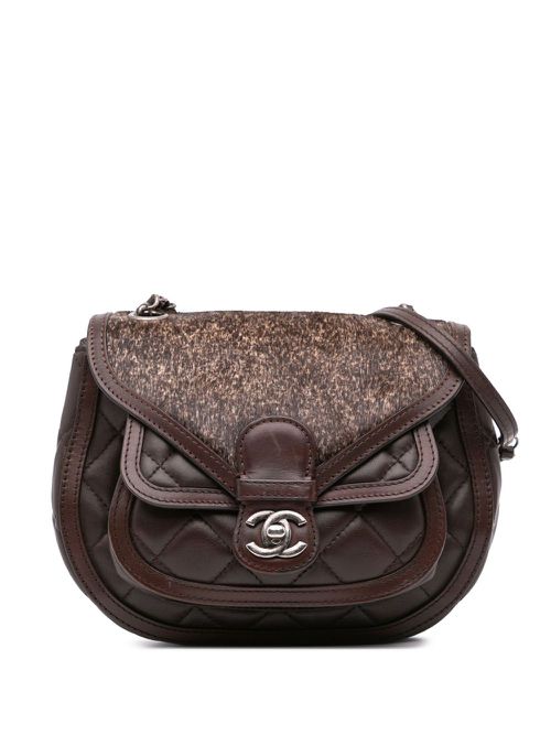 CHANEL Pre-Owned 2015-2016 Paris-Salzburg Quilted Lambskin and Pony Hair Saddle crossbody bag - Brown