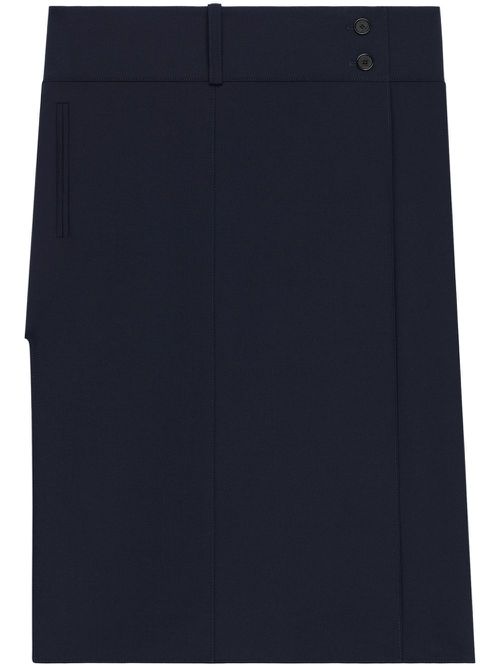 Belted slit skirt - Blue