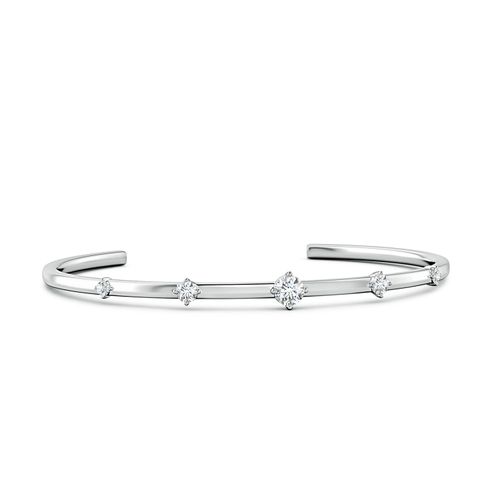 Angara 0.93 CTW Five-Stone Round Diamond Station Cuff Bracelet in 18K White Gold