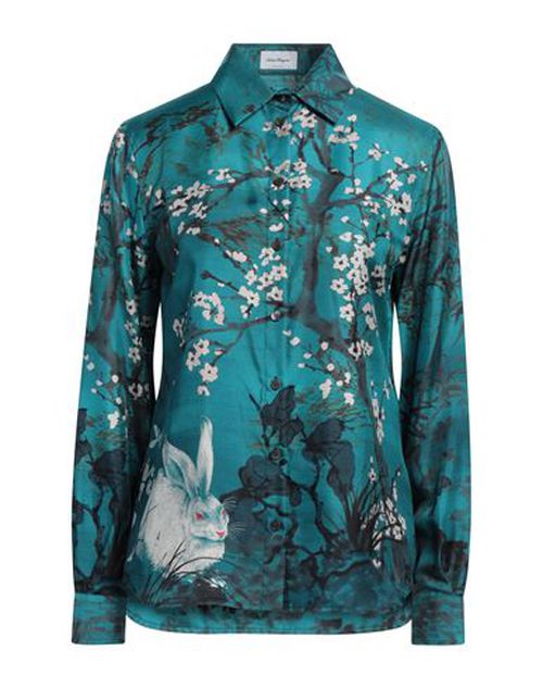 Ferragamo Woman Shirt Deep teal Size 2 Silk