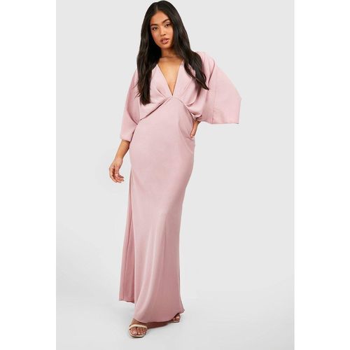 Boohoo Women's Petite Bias Cut Angel Sleeve Maxi Dress in Blush