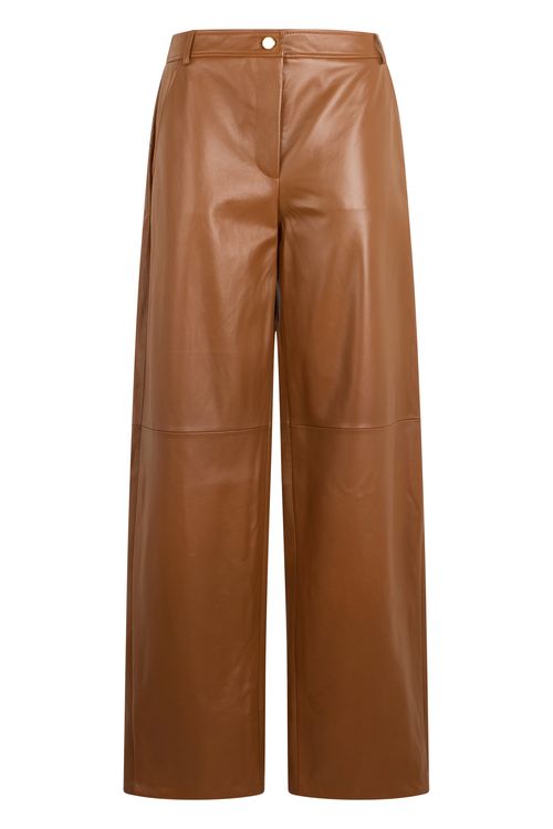 Loose Leather Pants - High-Waist Wide-Leg