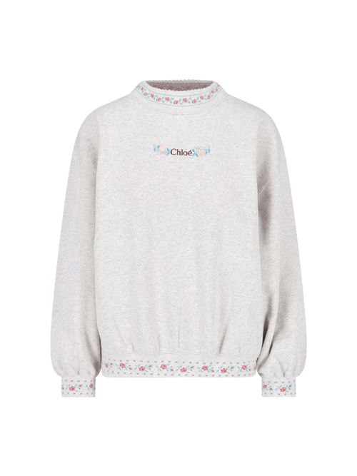 Chloé-Inspired Cotton Ribbed Sweater with Embroidered Details