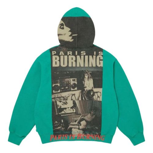SS26 Paris Is Burning Zip Up Hooded Sweatshirt 'Teal'