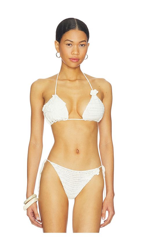 MORE TO COME Lakeisha Crochet Bikini Top in Ivory. - M also in L