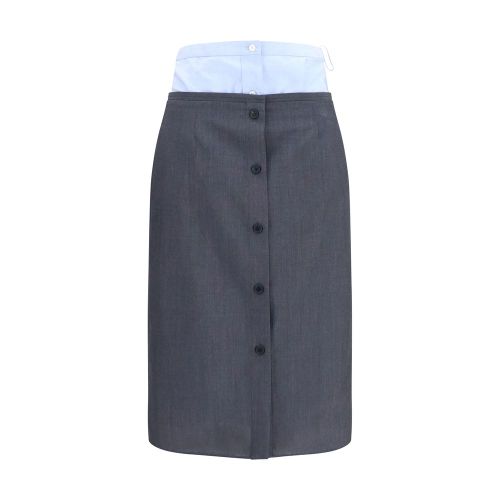 Double-Layer Cotton-Linen Skirt — Gray
