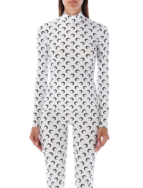 Slim Fit Moon Print Long-Sleeve Top