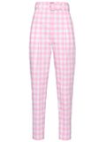 Cropped gingham check pants - Pink