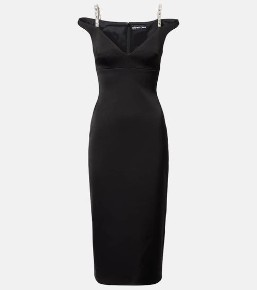 Crystal-embellished satin midi dress