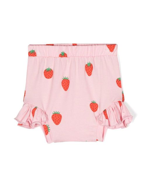 Strawberry-print ruffled bloomers - Pink