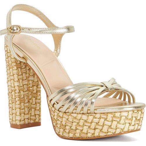 Dune London Womens Ladies Minogue - Raffia Platform Heels - Gold Leather