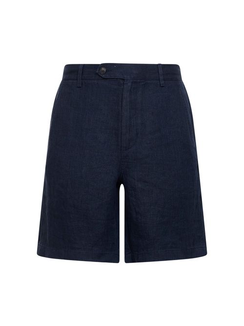 Linen Herringbone Bermuda Shorts — Blue
