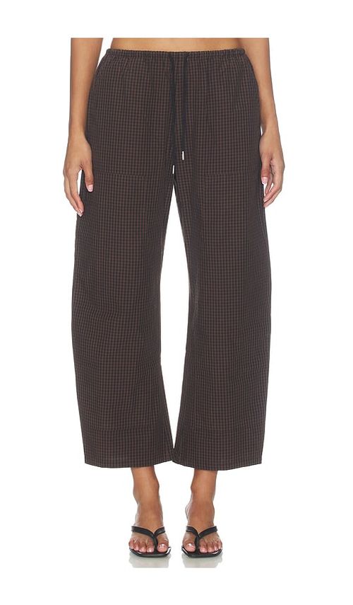 PISTOLA Theo Drawstring Poplin Pant in Brown. XL. Also in