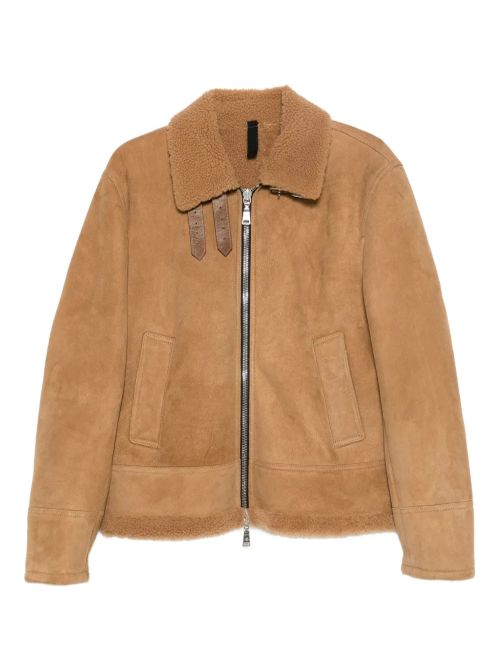 Suede Jacket with Fur Lining and Adjustable Belt for Men