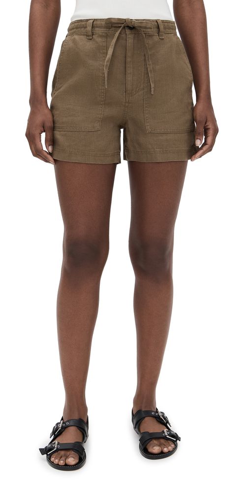 Madewell Linen Pull-On Drawstring Shorts Safari Khaki