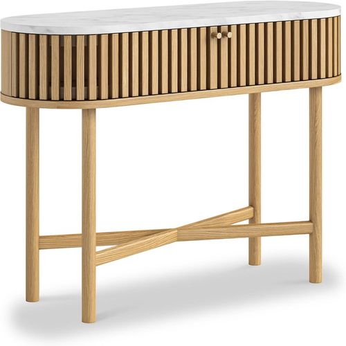 Shorwell Oak & Marble Oval Console Table for Hallway | Roseland
