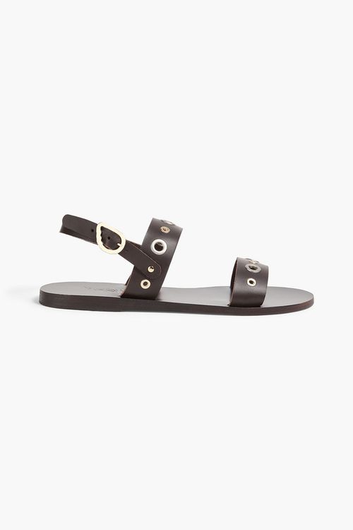 Ancient Greek Sandals - Dinami eyelet-embellished leather slingback sandals - Brown - EU 37