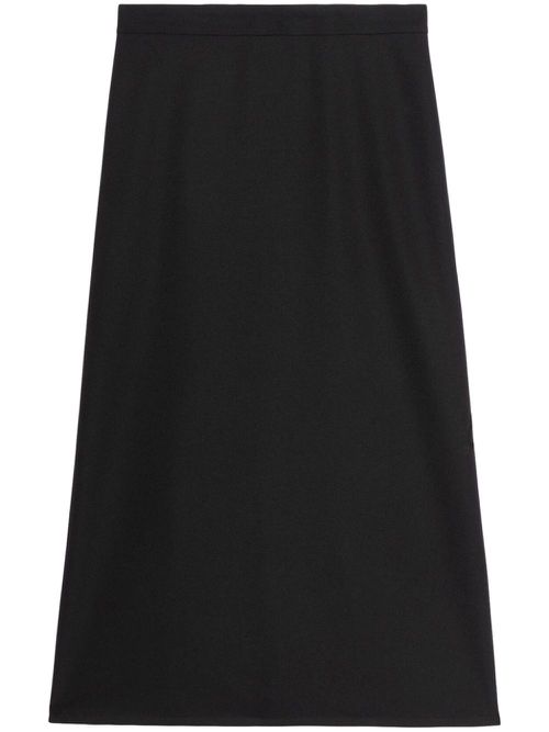 A-line flared wool skirt - Black