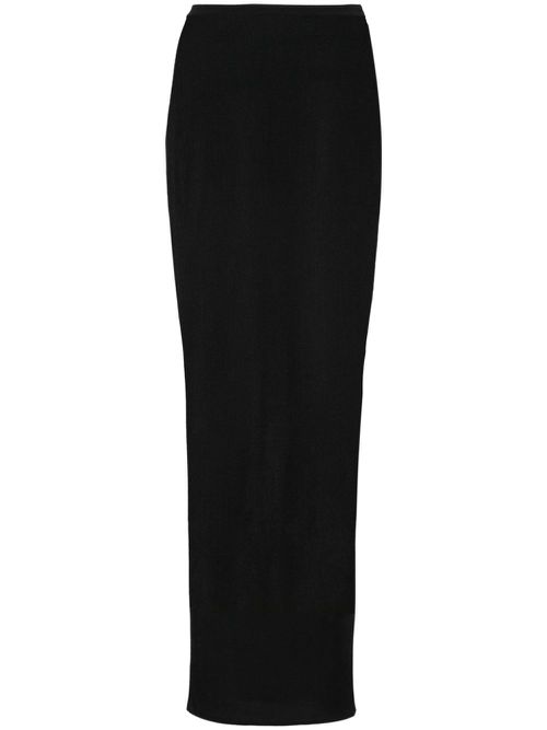 Fine-ribbed maxi skirt - Black