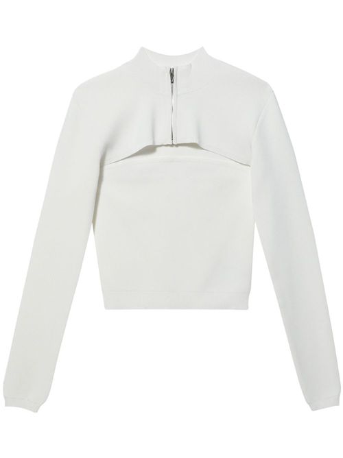 High-neck zipped jumper - White