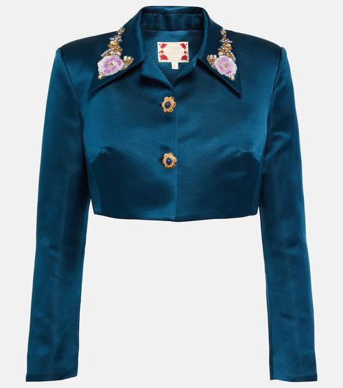 Miss Sohee Silk crop top with Swarovski crystals