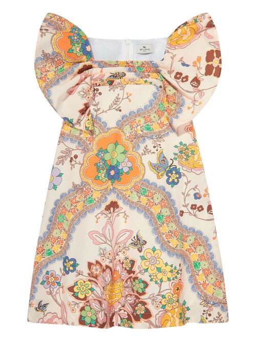 ETRO KIDS flower-print cotton dress - Neutrals