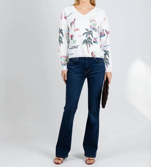 Martina Print V-Neck Sweater In Quirky