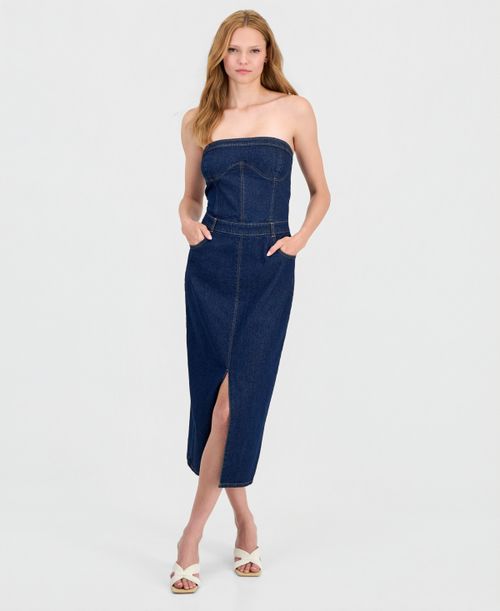 Women's Denim Corset Midi Dress, Macy's Exclusive - Rinse
