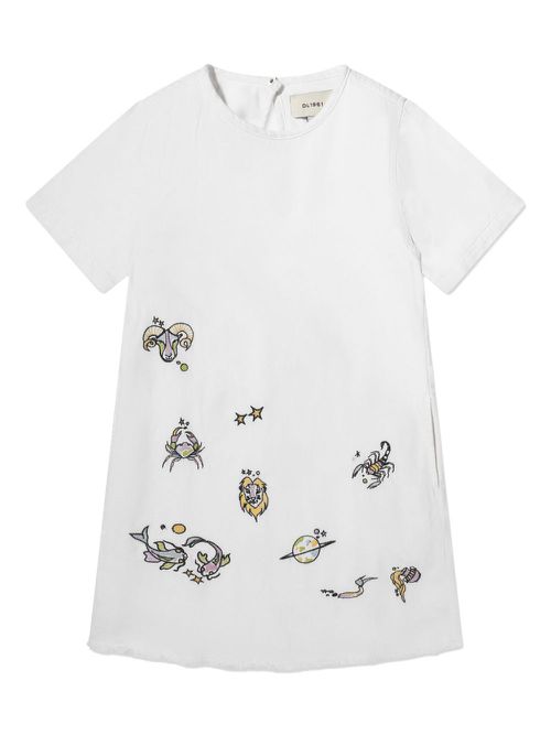 Kiki Star Signs-embroidered dress - White