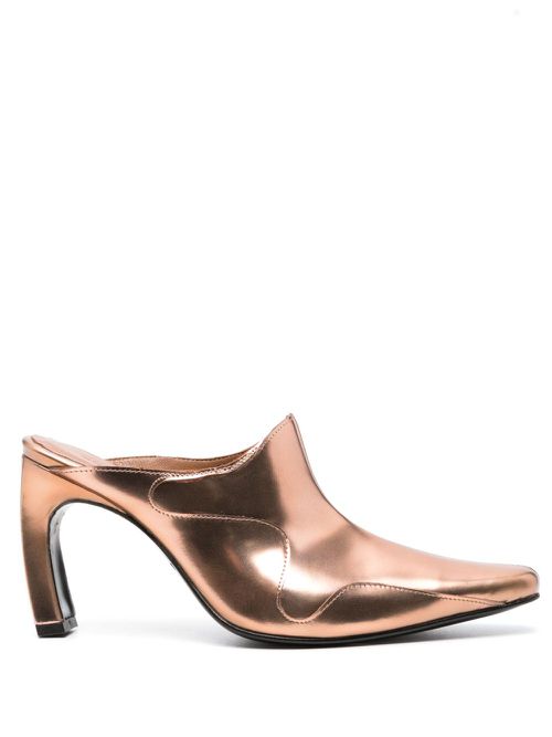 Panelled leather mules - Gold