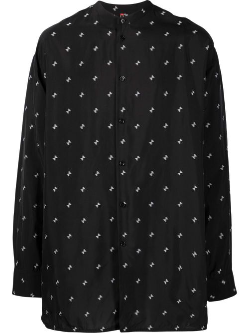 Bow-motif band-collar shirt - Black