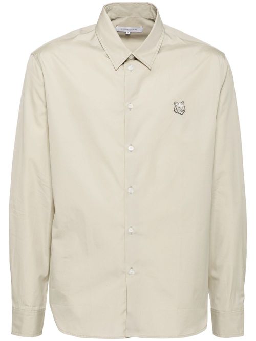Fox Head-embroidered shirt - Neutrals