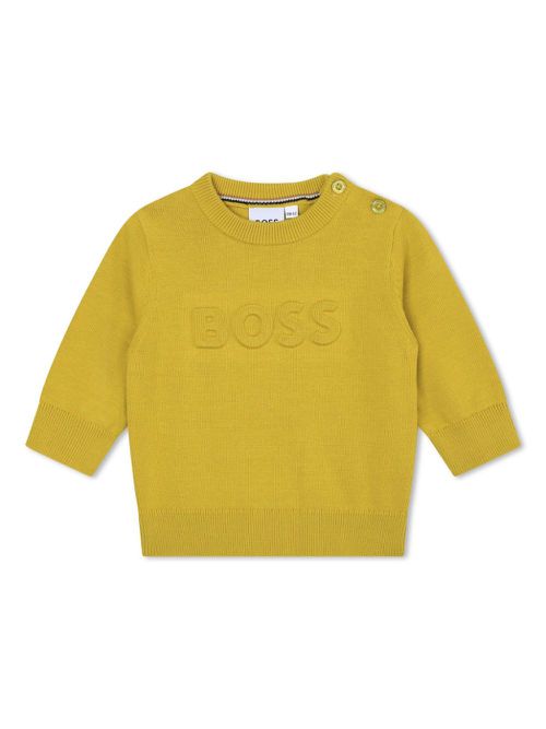 BOSS Kidswear Trui met logoprint - Geel