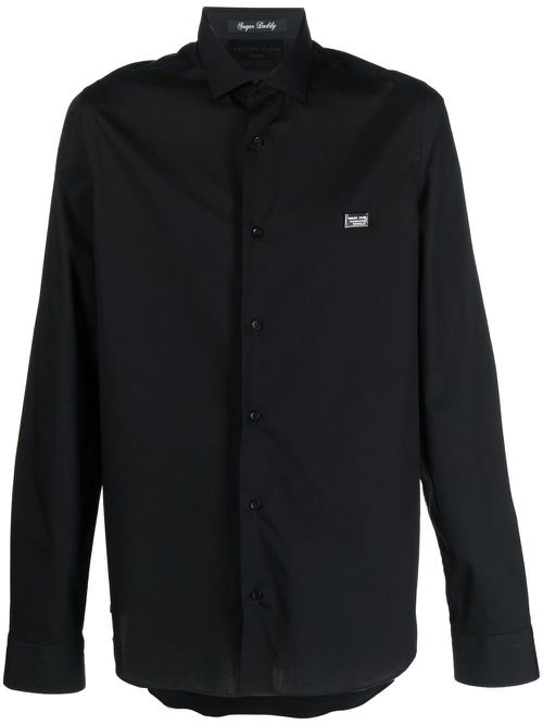 Logo-plaque detail shirt - Black
