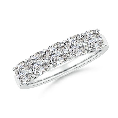 Angara 2.5 Carats Prong-Set Cushion Diamond Five Stone Wedding Ring in 18K White Gold
