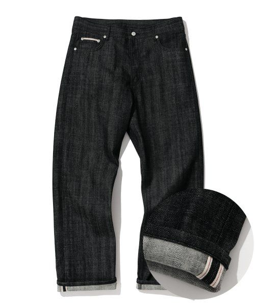 Selvedge denim pants raw black