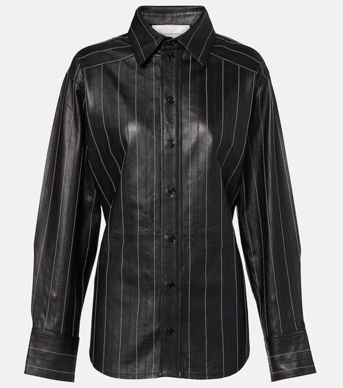 Belted leather jacket