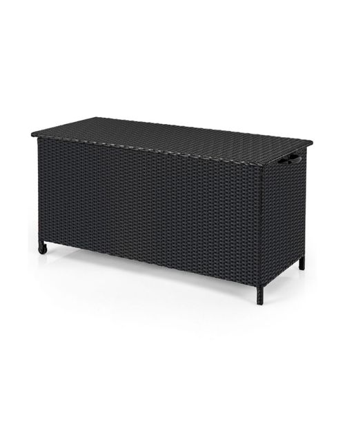 Indoor Outdoor 85 Gallon Storage Container with Waterproof Liner and Universal Wheels - Black