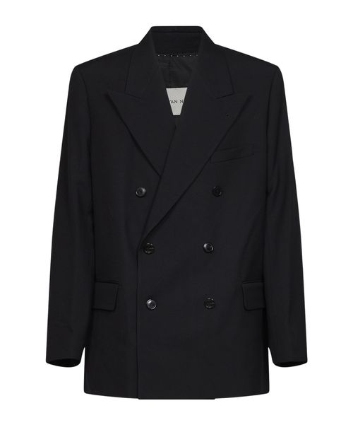Wool canvas Bosier double-breasted jacket