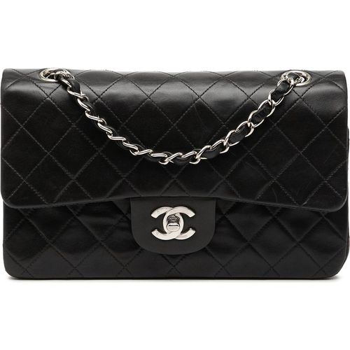 Chanel Pre-owned Womens Small Classic Lambskin Double Flap - Black Leather - One