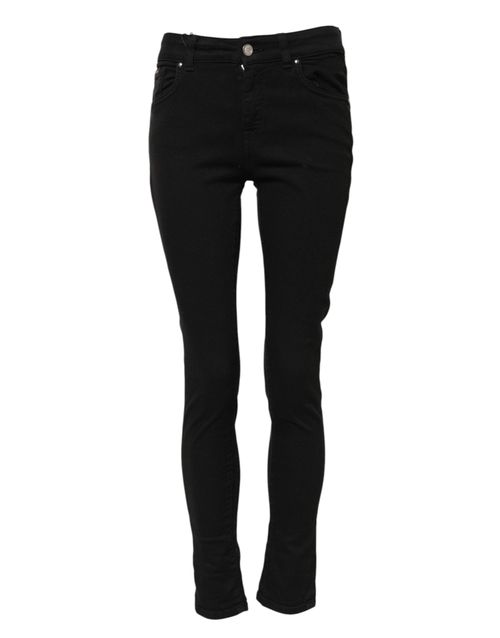 Skinny Mid-Rise Denim Jeans — Black