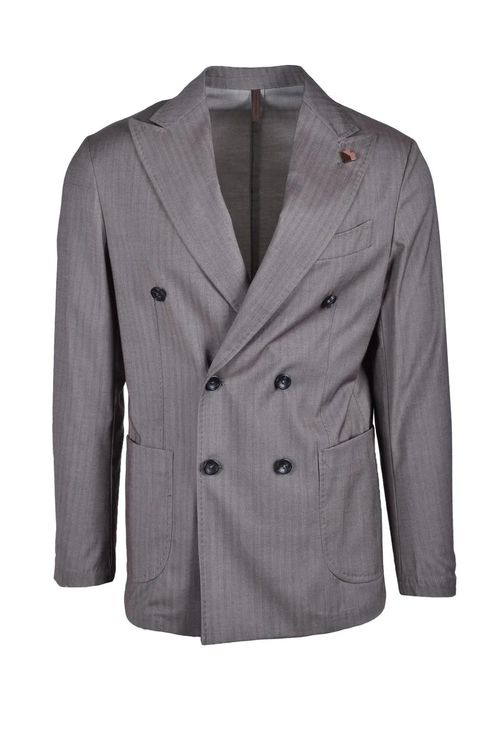 Double-Breasted Brown Jacket with Pinstripe