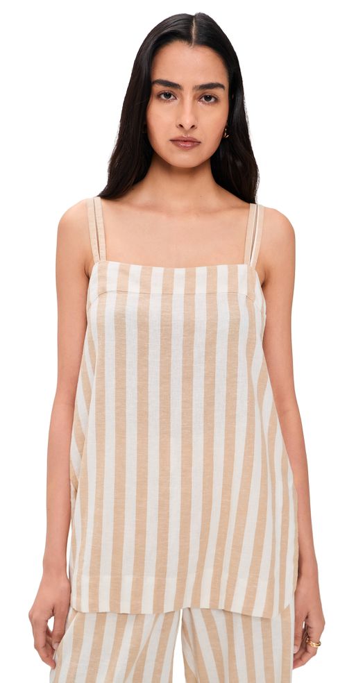 Hemp Tank Cream/Taupe Stripe