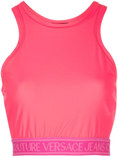 Logo-jacquard jersey crop top - Pink