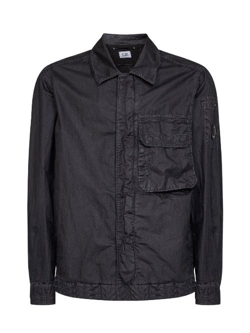 Wax-Finish Cotton-Nylon Overshirt — Black