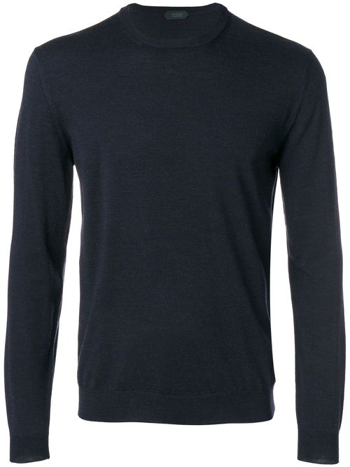 Crew-neck knit jumper - Blue
